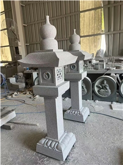 Garden Grey Granite Stone Lantern