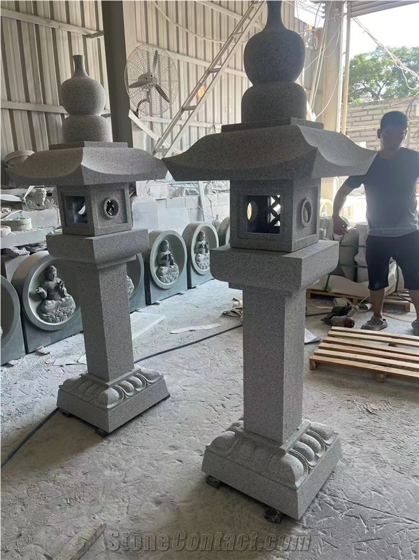 Garden Grey Granite Stone Lantern