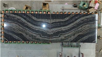 Golden Black Forest Ancient Wood Black Marble Slabs