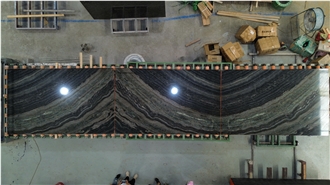 Golden Black Forest Ancient Wood Black Marble Slabs