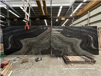 Golden Black Forest Ancient Wood Black Marble Slabs