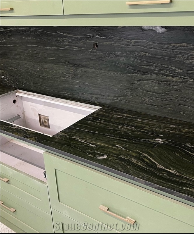 Picasso Green Granite Kitchen Countertop