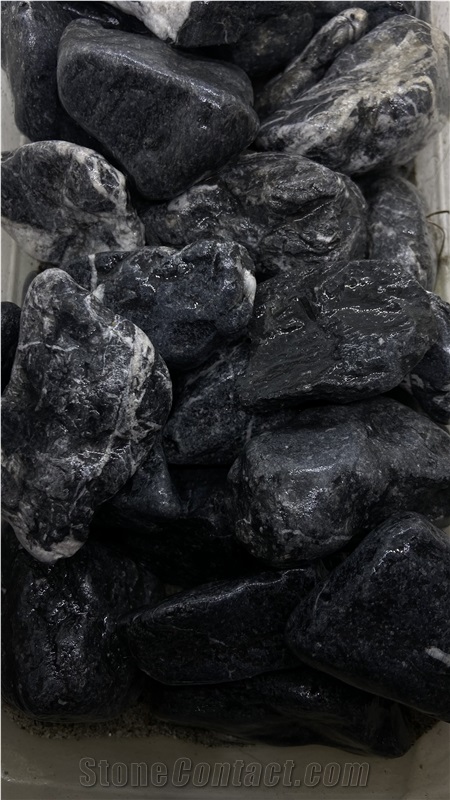 Black Marble Tumbled Pebble Stone