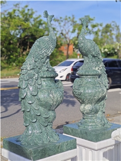 Viet Nam Green Marble Peacock Sculpture