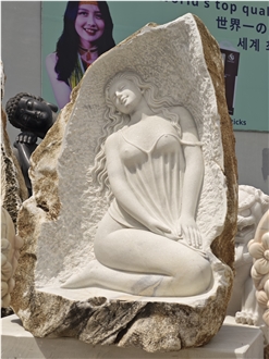 Viet Nam Lao Cai White Marble Abstract Sculpture