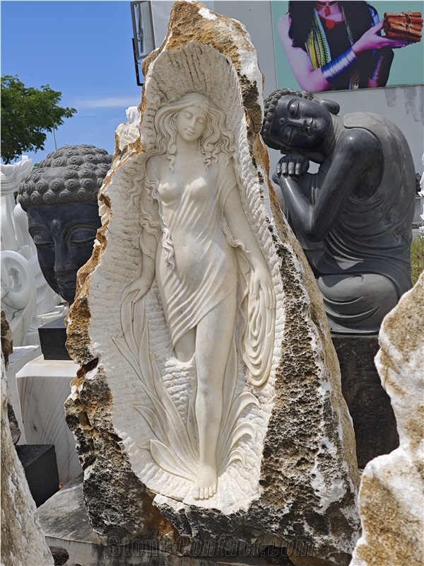 Viet Nam Opal White Marble Garden Decor Statue