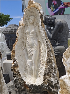 Viet Nam Opal White Marble Garden Decor Statue