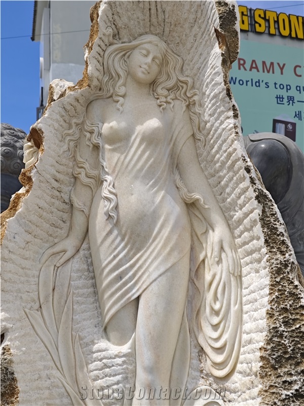 Viet Nam Opal White Marble Garden Decor Statue