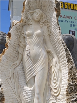 Viet Nam Opal White Marble Garden Decor Statue