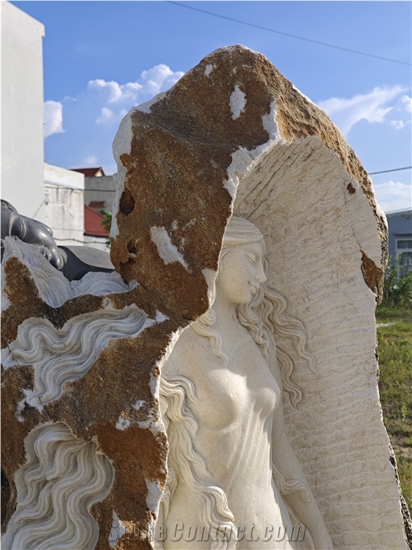 Viet Nam Opal White Marble Garden Decor Statue