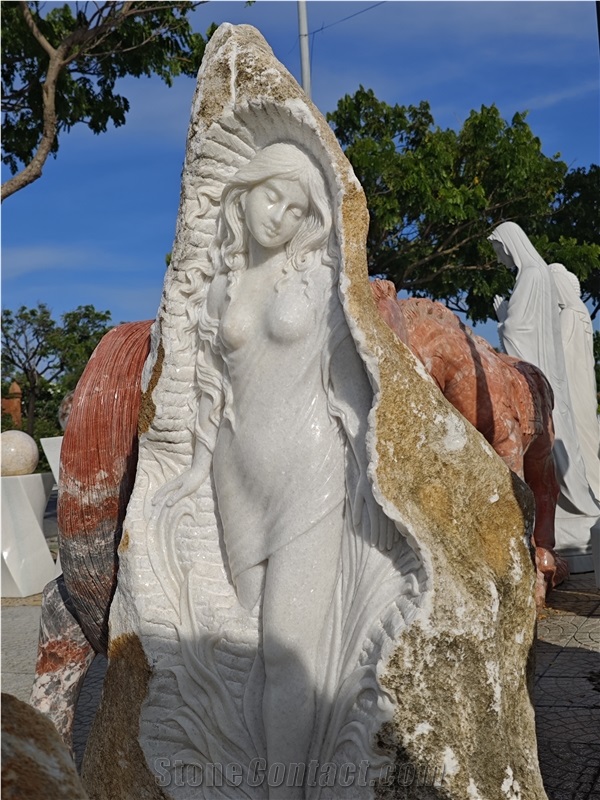 Viet Nam Salt White Marble Abstract Girl Sculpture