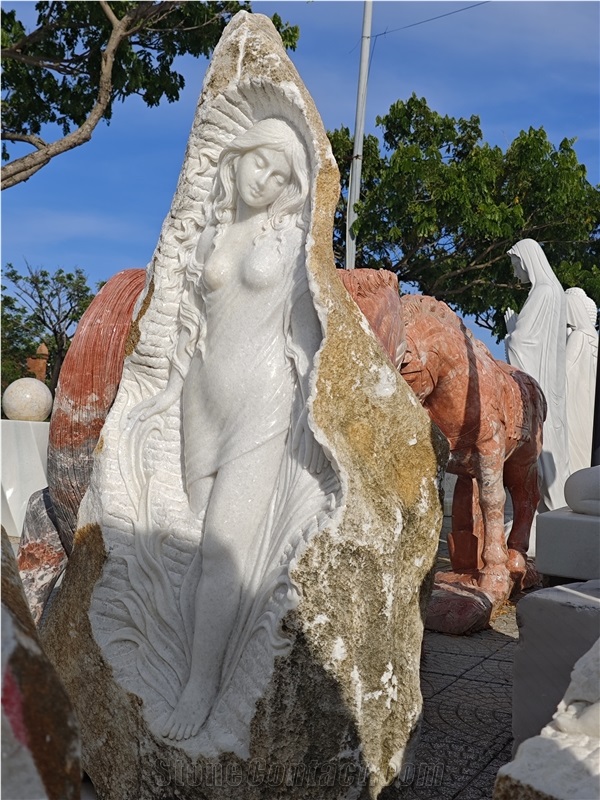 Viet Nam Salt White Marble Abstract Girl Sculpture