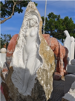 Viet Nam Salt White Marble Abstract Girl Sculpture