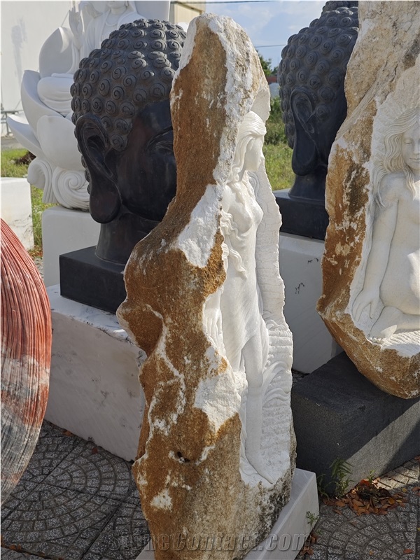 Viet Nam Salt White Marble Abstract Girl Sculpture