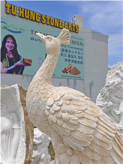 Viet Nam Silk Yellow Marble Peacock Sculpture