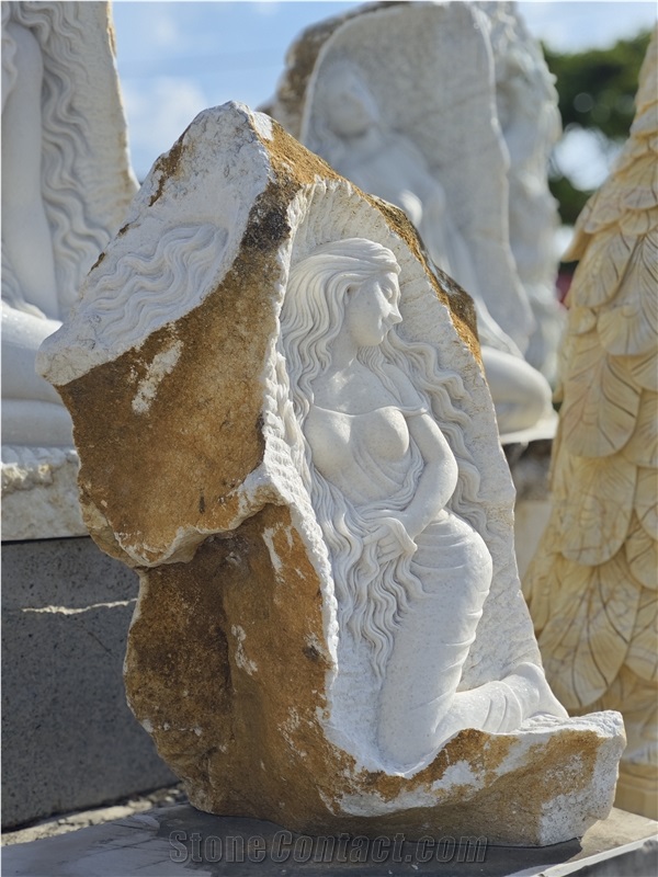 Viet Nam Snow White Marble Abstract Sculpture