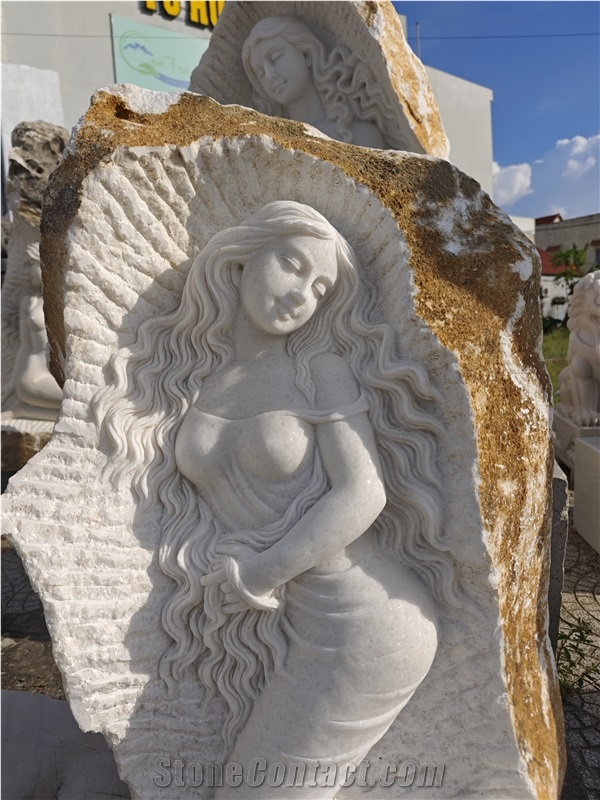 Viet Nam Snow White Marble Abstract Sculpture