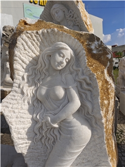 Viet Nam Snow White Marble Abstract Sculpture