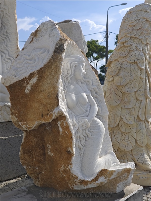 Viet Nam Snow White Marble Abstract Sculpture