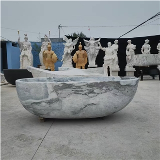China Arabescato White Marble Grey Vein  Bathtub