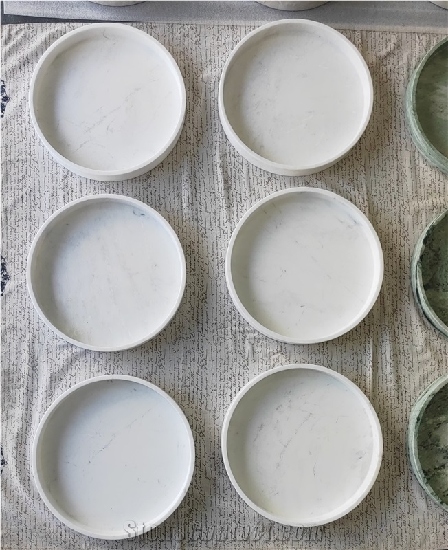 Jiashi White Marble Round Bowls Home Decor Products