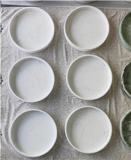 Jiashi White Marble Round Bowls Home Decor Products