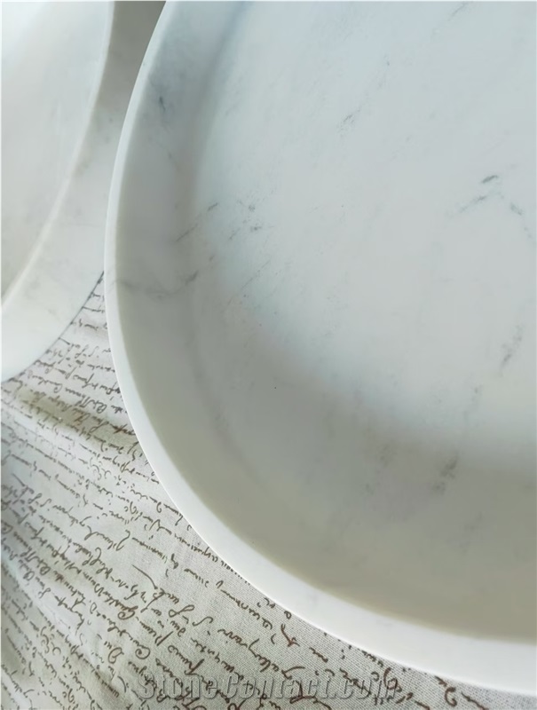 Jiashi White Marble Round Bowls Home Decor Products