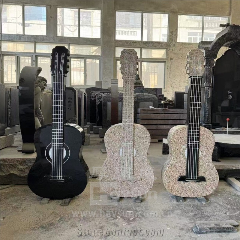 Granite Guitar Design Upright Headstone
