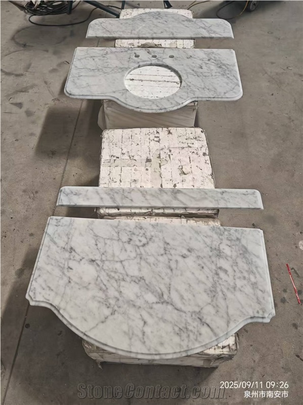 Carrara White Marble Hotel Vanity Countertop Premium Bath Top