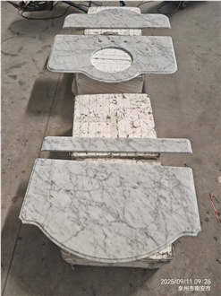 Carrara White Marble Hotel Vanity Countertop Premium Bath Top