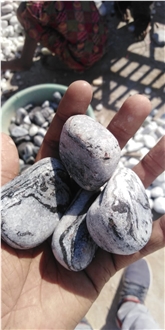 Zebra Black Marble Pebble Stone