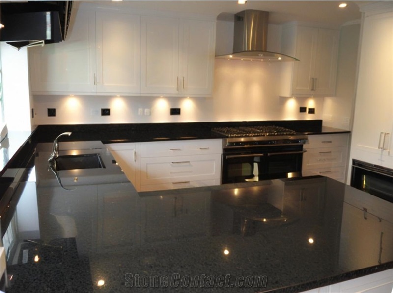 Angola Black Granite Residential Kitchen Countertop