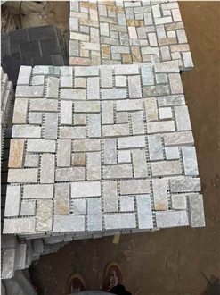 Beige Slate Stone Mosaic Pattern Wall Tiles