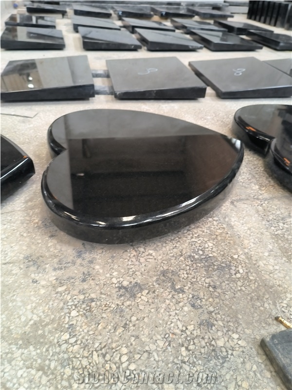 Black Granite Heart Headstone