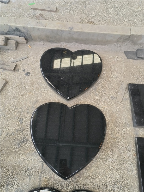 Black Granite Heart Headstone