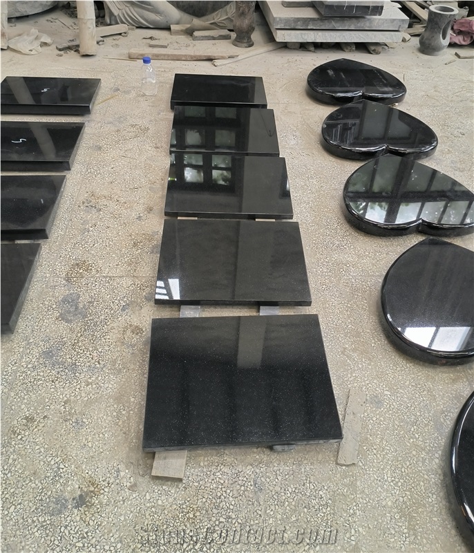 Black Granite Heart Headstone