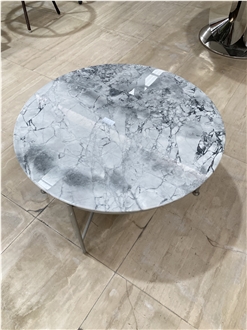 Brazilian Calacatta Grey Quartzite Round Table Top