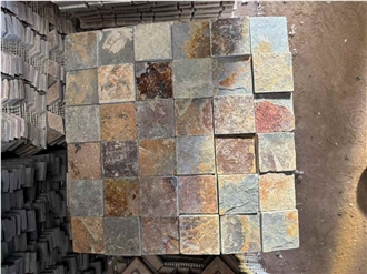 China Multicolor Slate On Mesh Wall Cladding Panels
