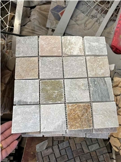 China Multicolor Slate On Mesh Wall Cladding Panels
