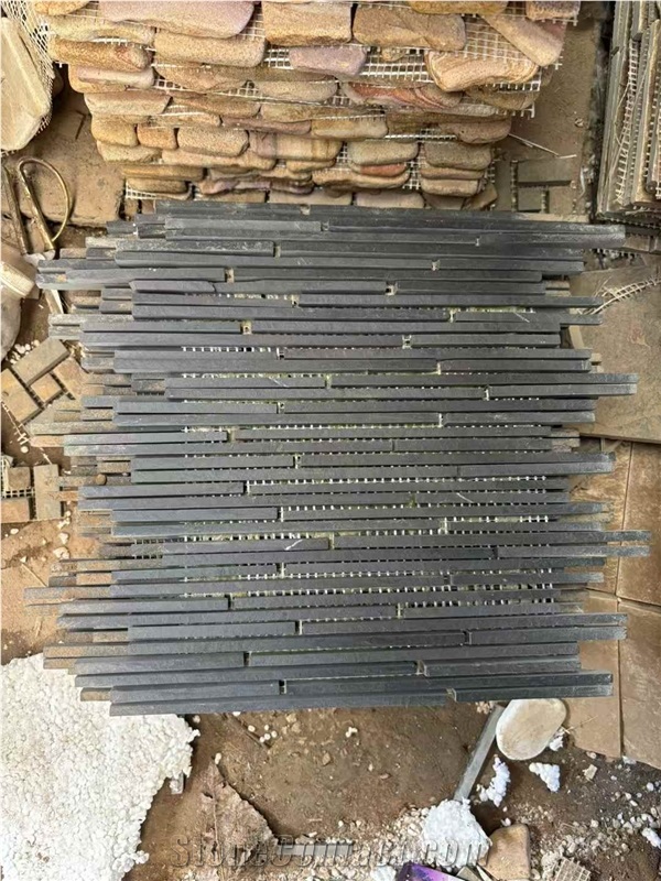 China Multicolor Slate On Mesh Wall Cladding Panels
