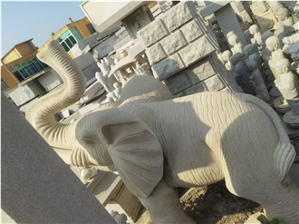 G603 Carved Elephant Sculpture Garden Ornament