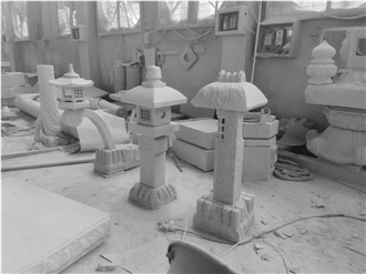 Garden Grey Granite Stone Lantern Lights