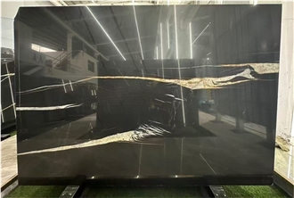 Laurent Black Gold Marble Slabs