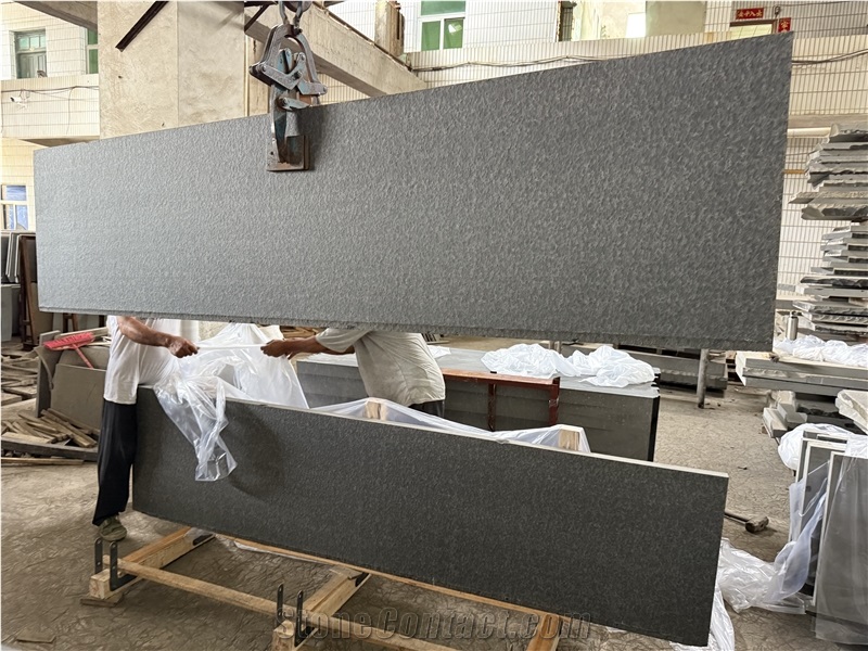 Mongolia Black Granite Flamed Slabs