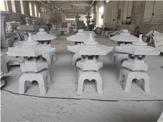 Round Roof Yukimi Doro Stone Garden Lanterns