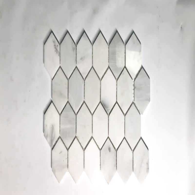 Hexagon Bianco Carrara White Marble Mosaic for Bathroom Wall