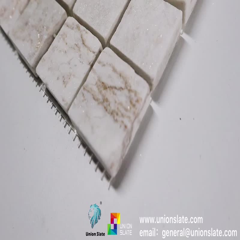 Natural Quartize Stone Sliver Snow White Color Mosaic Tiles