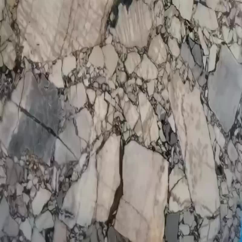 Blue Breccia Marble Slab Glossy Hotel Lobby Floor Tiles