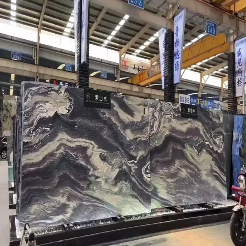 Italy Landscape Purple Marble Polished Bathroom Countertops