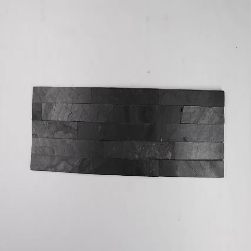 House Decorated With Dark Black Slate Wall Panel Ledge Stone